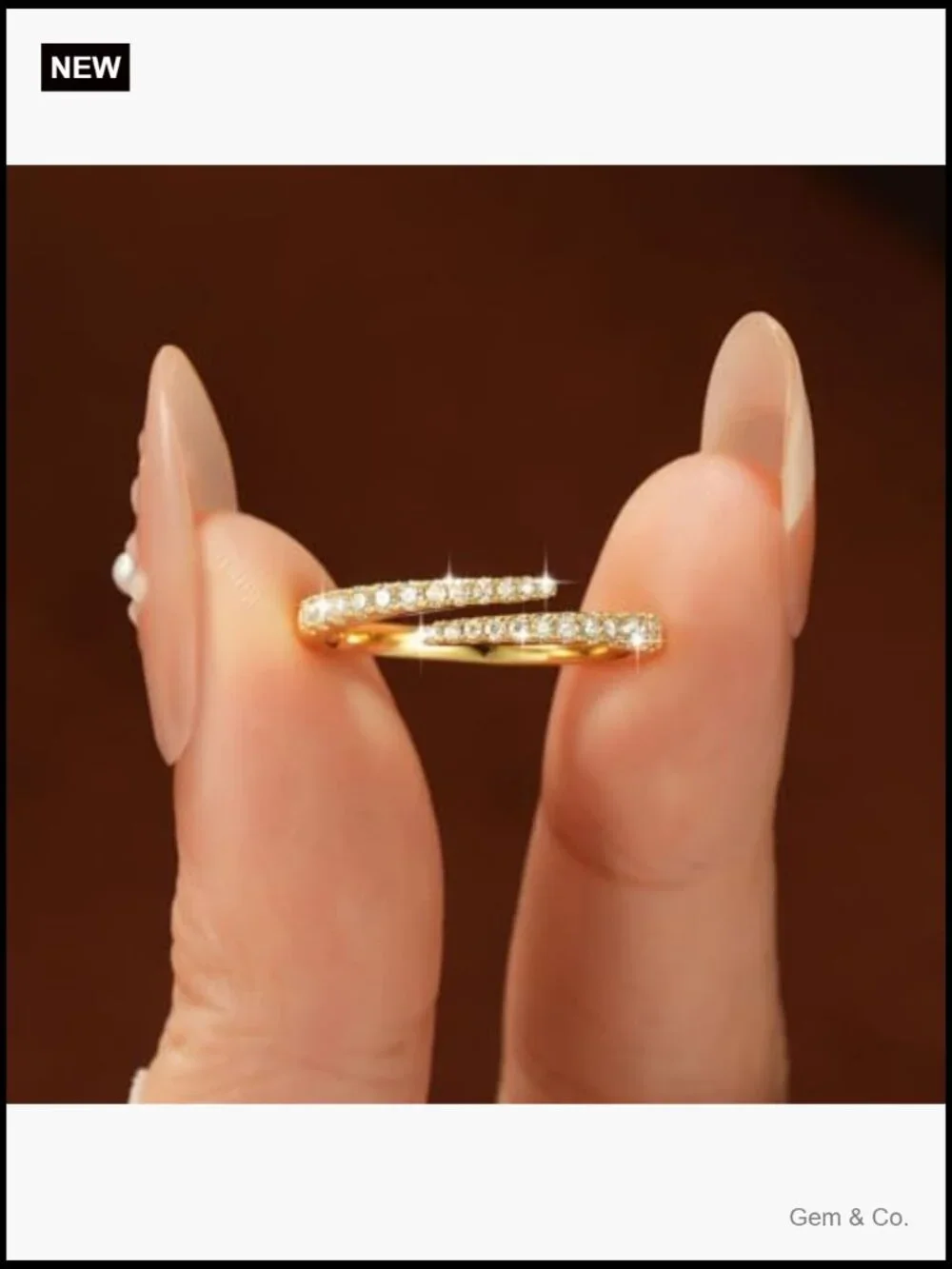 Moissanite Open Twisted Eternity Ring - Adjustable Stackable Wedding Band